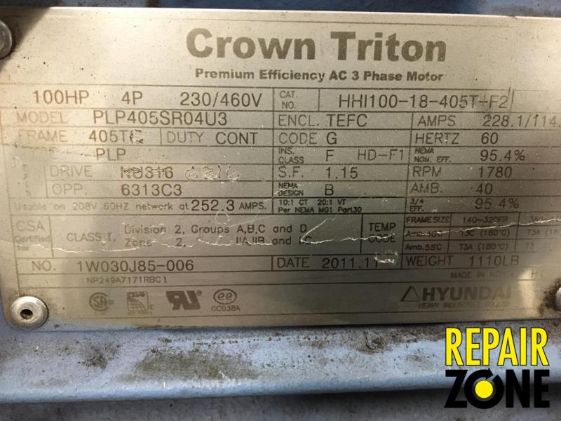 Hyundai 100 HP 1800 RPM 405TC FR