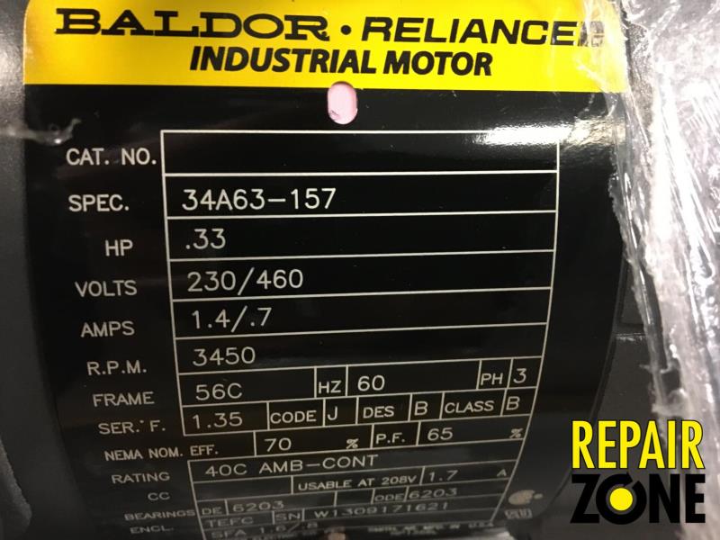 Baldor 1/3 HP 3600 RPM 56C FR
