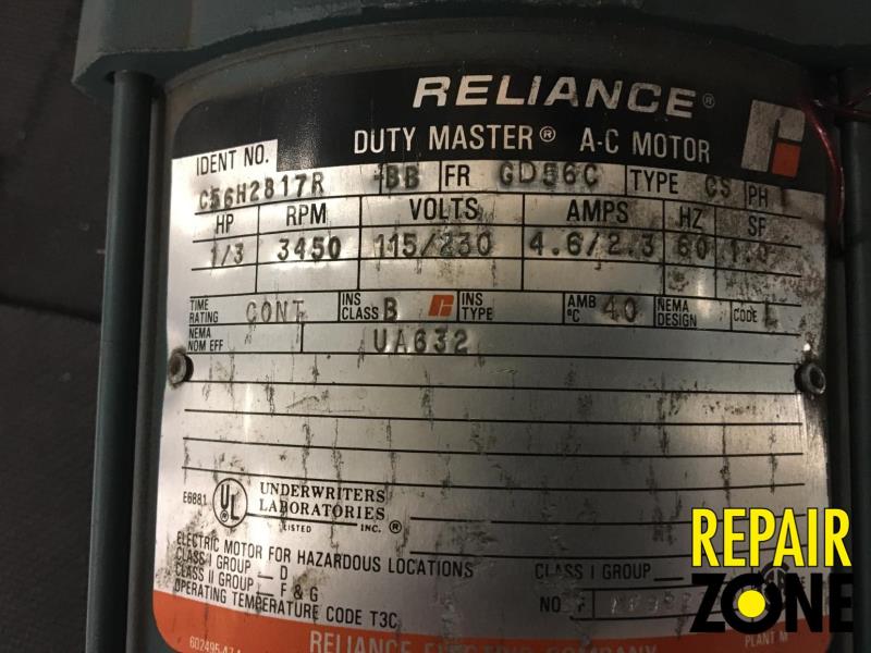 Reliance 1/3 HP 3600 RPM 56C FR-A