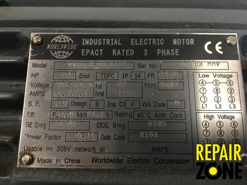 Worldwide Electric 1.5 HP 1800 RPM 145T FR-A