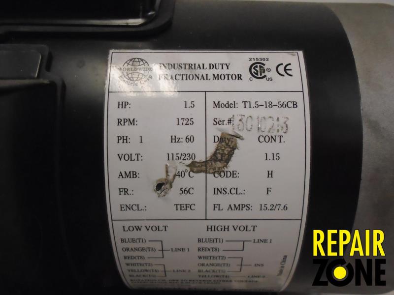 Worldwide Electric 1.5 HP 1800 RPM 56C FR C