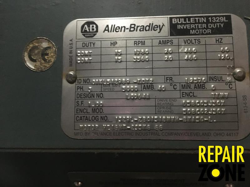 Allen Bradley 15 HP 1800 RPM L2570 FR