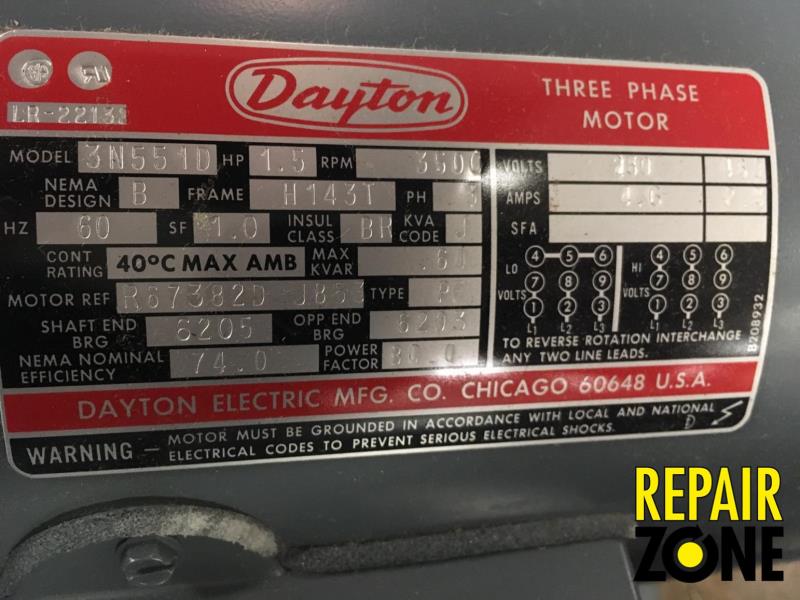 Dayton 1.5 HP 3600 RPM 143T FR