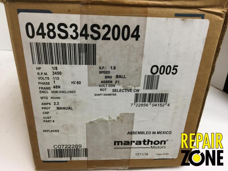Marathon 1/8 HP 3600 RPM 48N FR