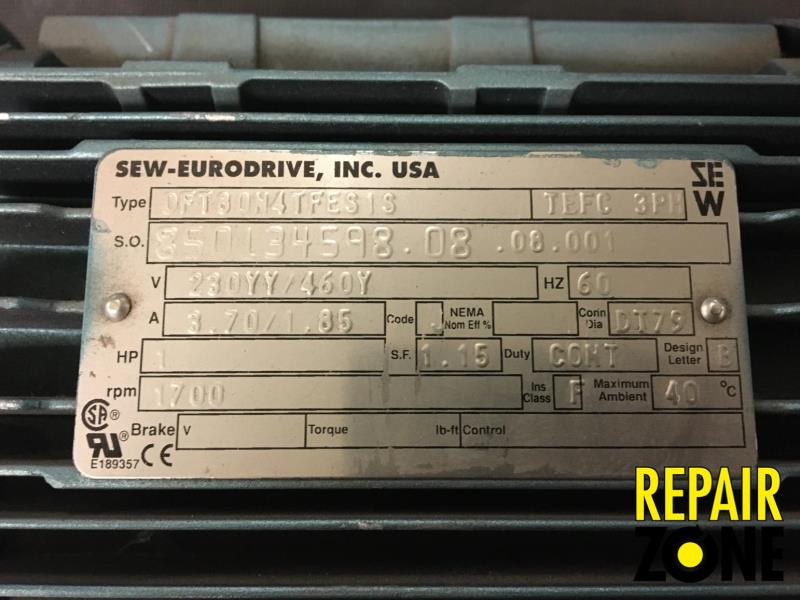 Sew Eurodrive 1 HP 1800 RPM 80N FR