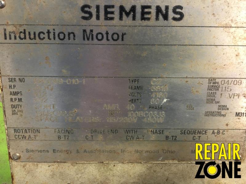 Siemens 300 HP 900 RPM 5810 FR