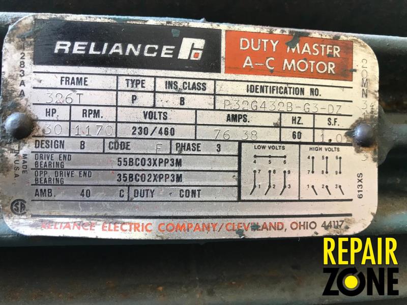 Reliance 30 HP 1200 RPM 326T FR