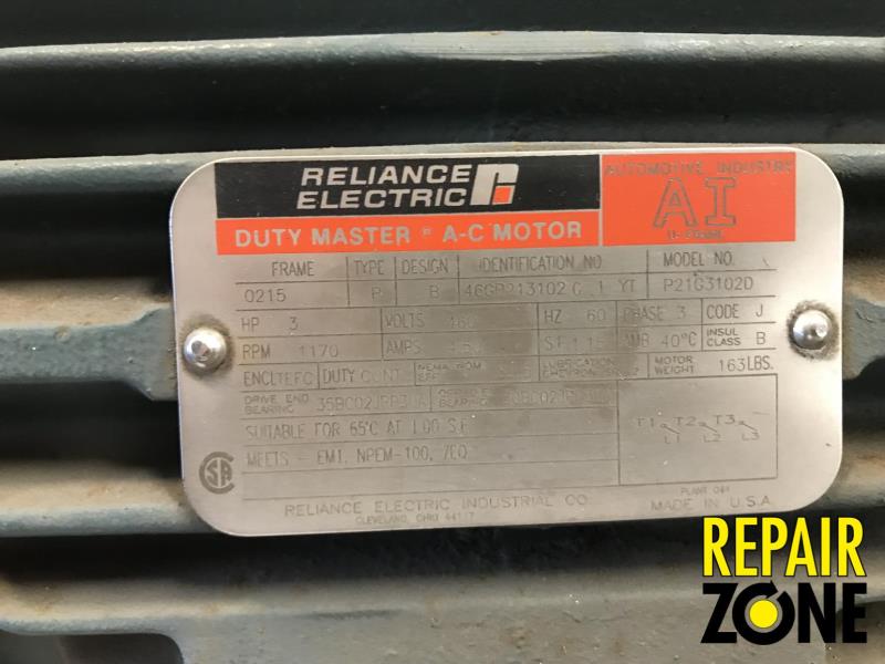Reliance 3 HP 1200 RPM 215 FR