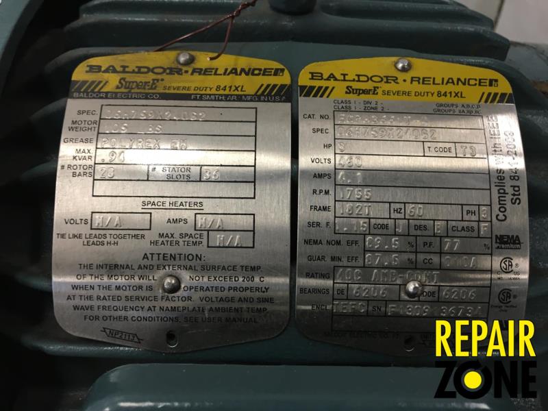 Baldor 3 HP 1800 RPM 182T FR-A