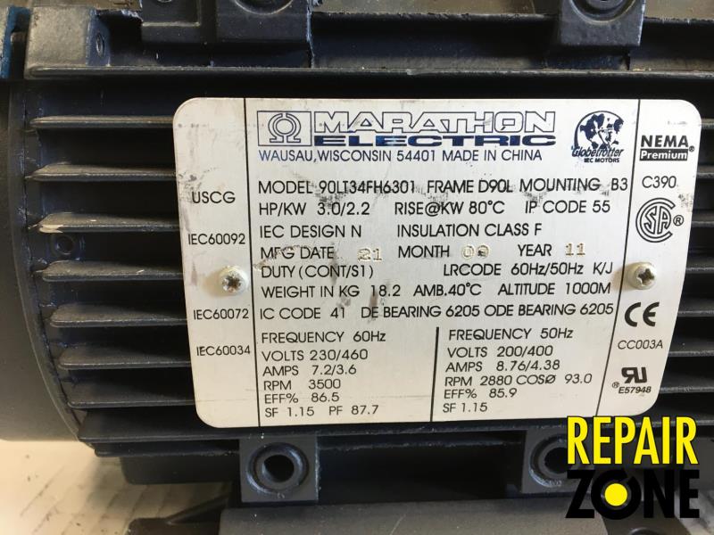 Marathon 3 HP 3600 RPM 90L FR