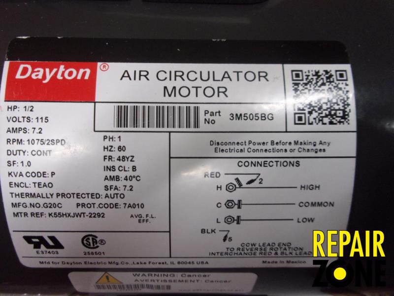 Dayton .50 HP 1200 RPM 48YZ FR