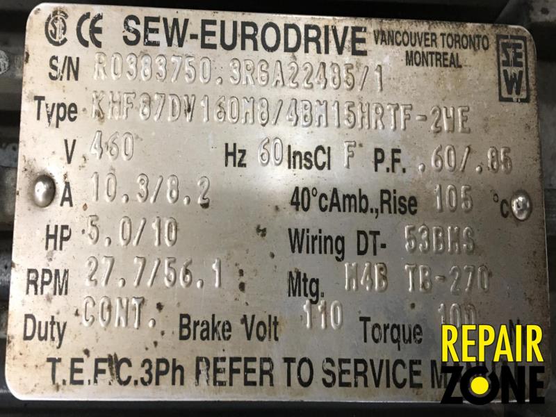 Sew Eurodrive 5/10 HP 27.7/56.1 RPM 160M8 FR