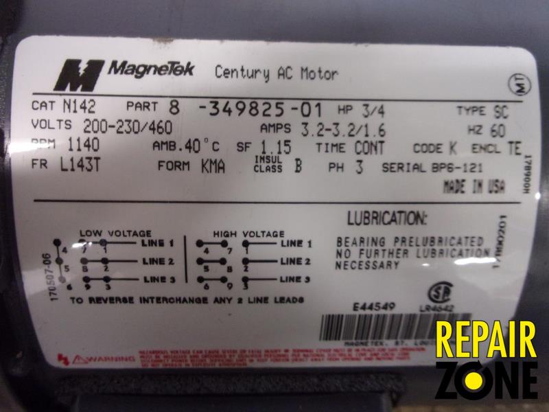Magnetek .75  HP 1200 RPM 143T FR