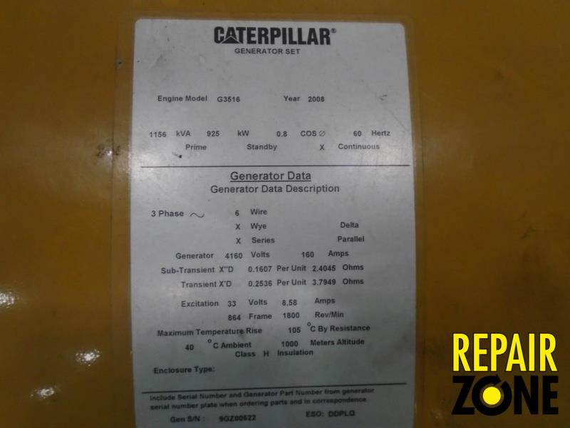 Caterpillar SR4-B 925 KW 864 Frame